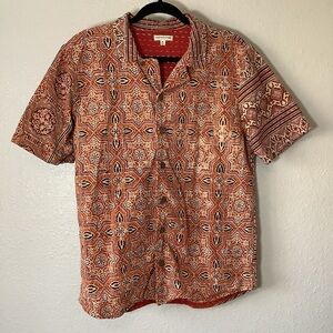 Earthbound Embroidered Hippie Bohemian Tropical Vacation Button Up Shirt M